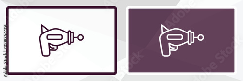 space gun outline icon. Linear vector from astronomy concept. Thin line white and black space gun icon isolated on white and dark background