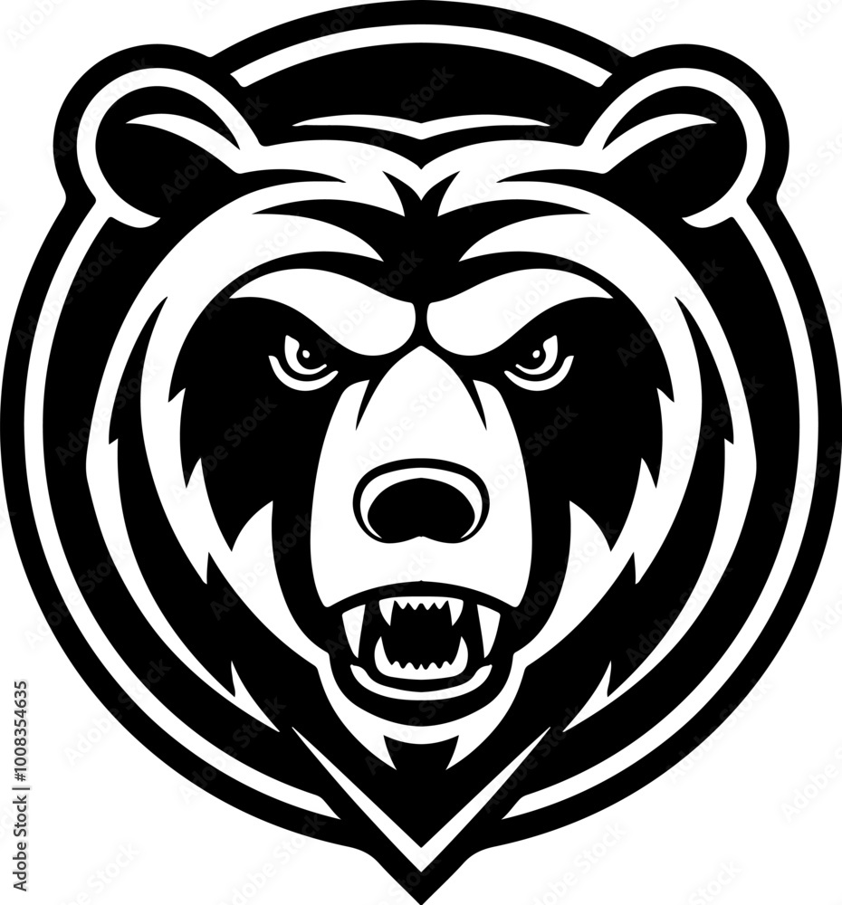 Angry bear head. Grizzly Bear Mascot Head. Design element for logo, label, sign, badge. Angry bear head. Grizzly Bear Mascot Head. Design element for logo, label, sign, badge.