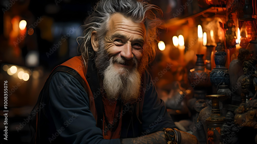 old biker with tatoo old biker with tatoo