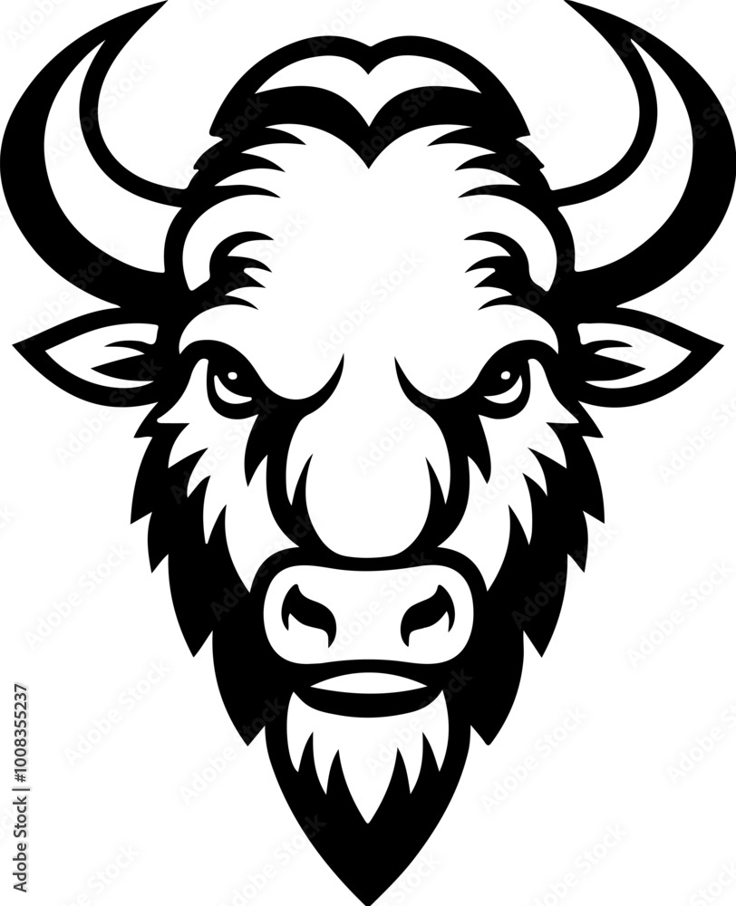 Fototapeta premium Illustration of wild bison. Design element for logo, label, sign. Vector illustration