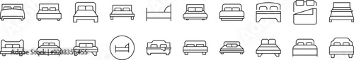 Bed Bundle of Thin Icons. Editable Stroke. Suitable for Web Sites, Books, Cards, Apps