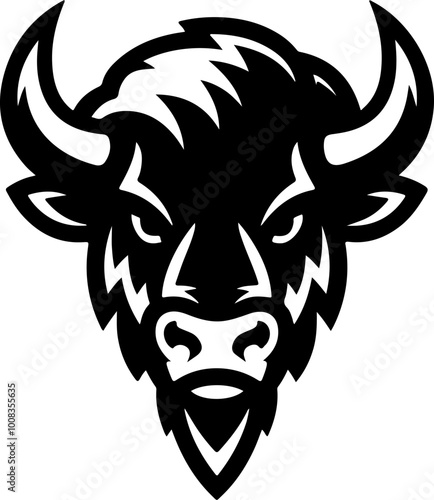 Illustration of wild bison. Design element for logo, label, sign. Vector illustration