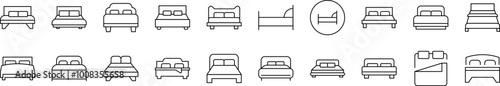 Bed Related Line Icons for Web Sites, Books, Cards, Apps. Editable Stroke. Suitable for Web Sites, Books, Cards, Apps