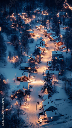 Aerial View of Village Decorated for Saint Nicholas Day   photo