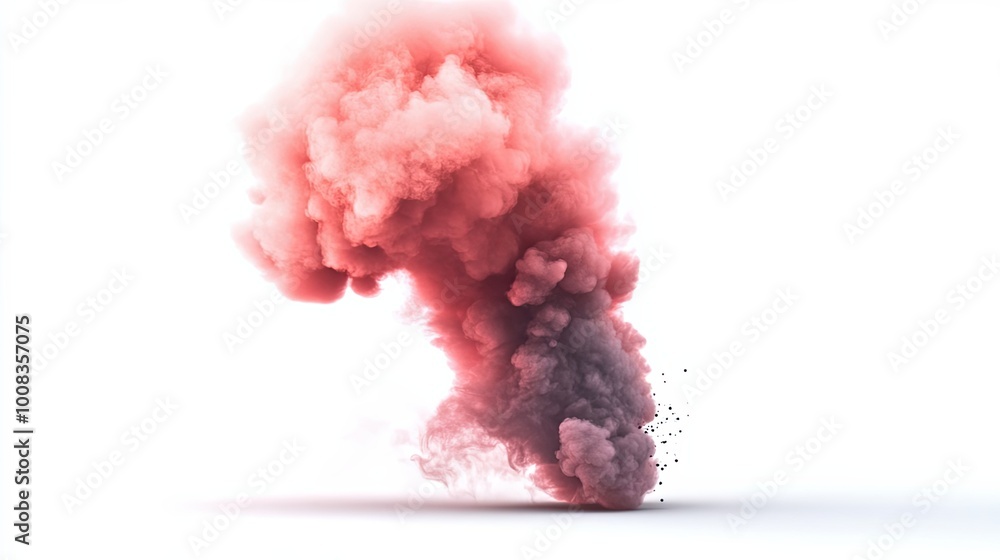 Fototapeta premium Abstract Pink and Grey Smoke Cloud on White Background