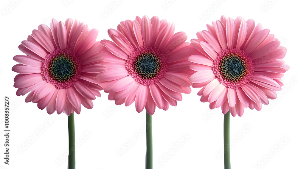 A beautiful pink Gerber daisy flower isolated on a transparent background A beautiful pink Gerber daisy flower isolated on a transparent background