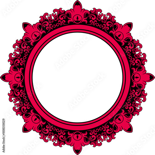 Circle ornament frame for wedding. Vector illustration
