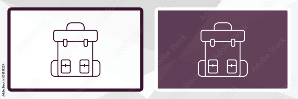 army backpack outline icon. Linear vector from army and milatry concept. Thin line white and black army backpack icon isolated on white and dark background