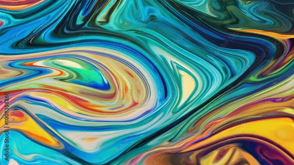 Seamless colorful liquid waves in abstract motion