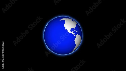 Rotating Earth Flat Design Loop Animation, Spinning World Background Video for Presentations. Matte Channel Overlay Video. photo