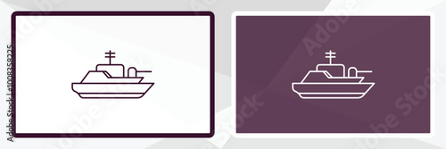 army boat outline icon. Linear vector from army and milatry concept. Thin line white and black army boat icon isolated on white and dark background