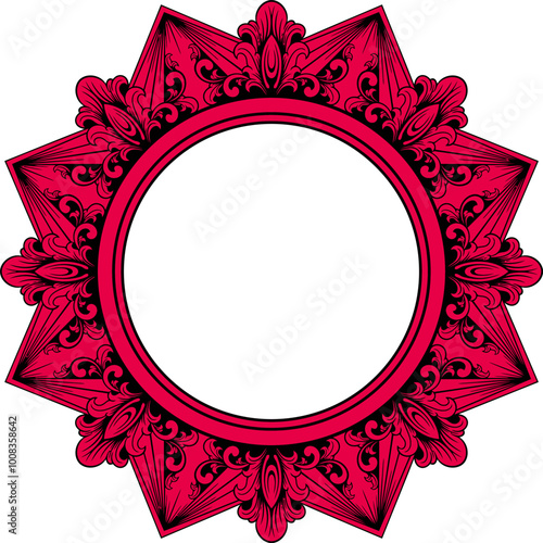 Circle ornament frame for wedding. Vector illustration