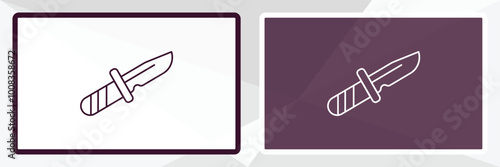 military knife outline icon. Linear vector from army and milatry concept. Thin line white and black military knife icon isolated on white and dark background