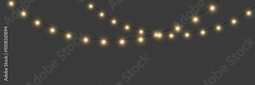 
Christmas lights lights. Glowing garland of light bulbs. On a transparent background.