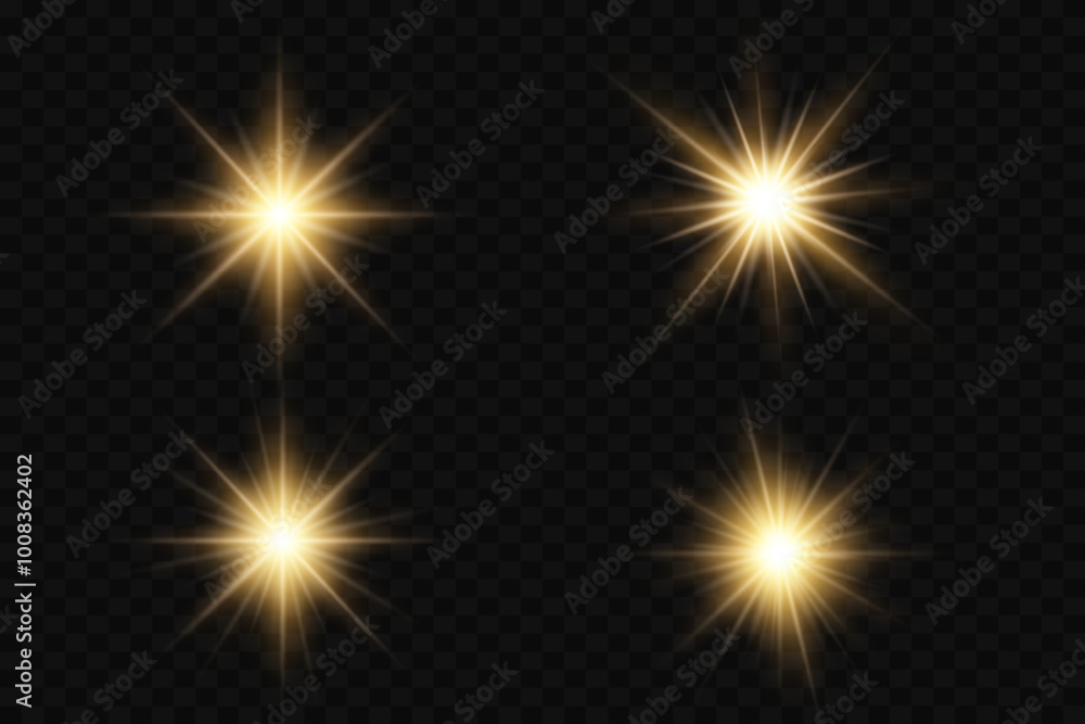 Glowing effects of light and flashes. Glowing stars and glare. Vector illustration
Glowing effects of light and flashes. Glowing stars and glare. Vector illustration