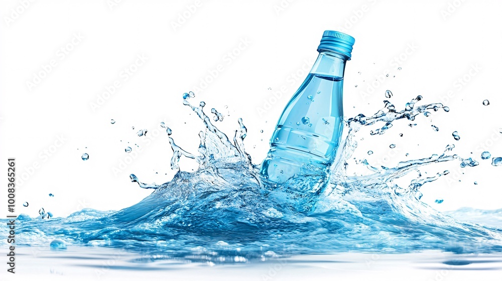 bottle water splash isolated on white bottle water splash isolated on white
