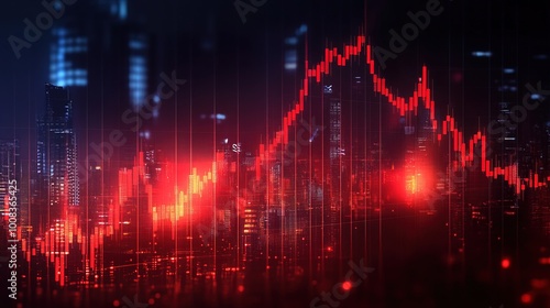 Financial crisis stock chart business on economy market background with down diagram 