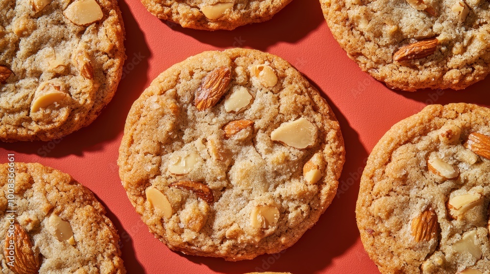 Delicious homemade almond cookies on warm backdrop