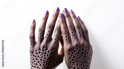 Trypophobia Holes Forming on the Palm of a Hand photo