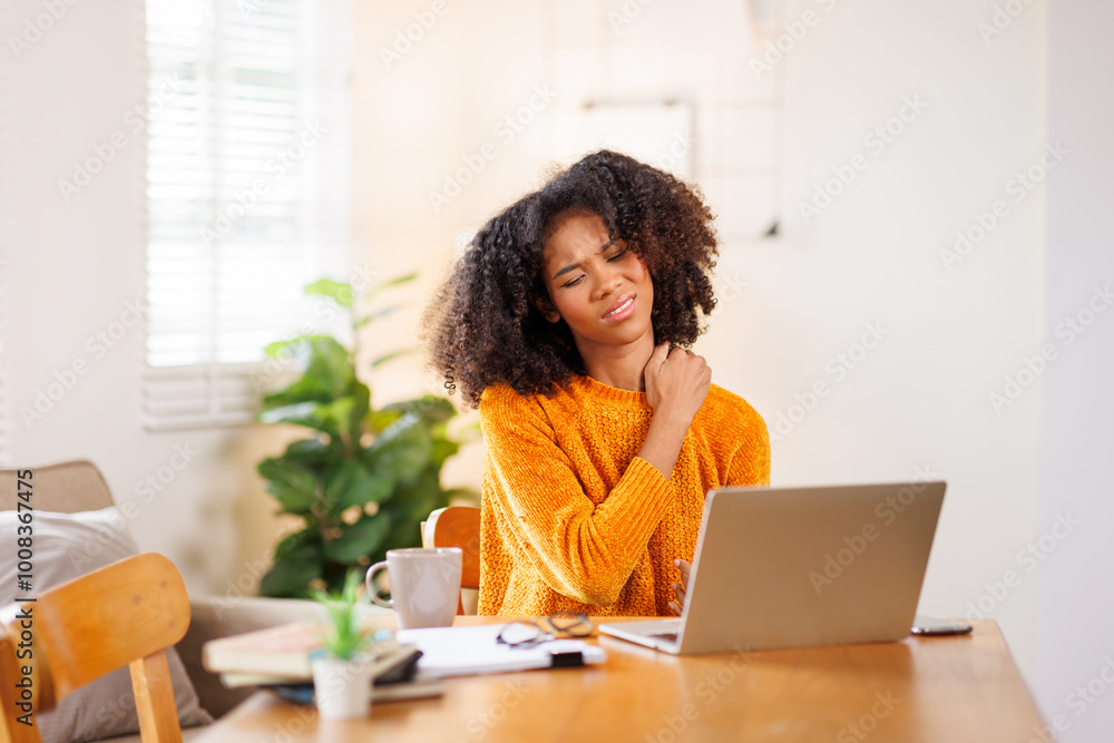 Portrait of sad upset woman feeling bad unwell with unhappy emotions holding hands on temples suffering from head ache sitting laptop desk. Health care concept
Portrait of sad upset woman feeling bad unwell with unhappy emotions holding hands on temples suffering from head ache sitting laptop desk. Health care concept