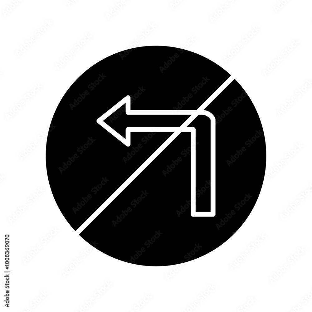 no turn left glyph icon