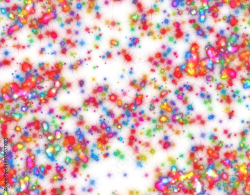 Light color glitter star confetti background. White holiday texture.