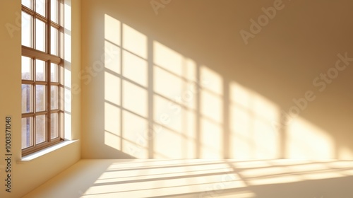 Warm sunlight casting soft shadows in serene room