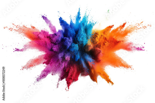 Vibrant Explosion of Colorful Powder on Black Background Capturing Dynamic Energy and Creative Expression