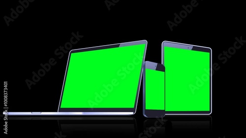 digital device with green screen. you can use your content on the green screen. alpha video