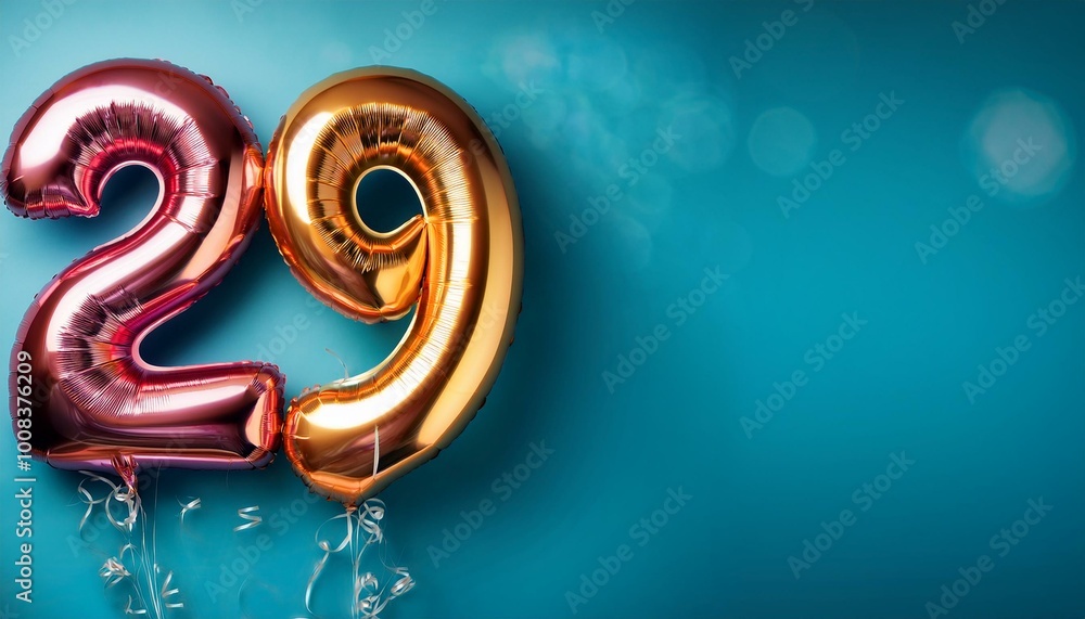 Banner with number 29 colorful balloons with copy space Banner with number 29 colorful balloons with copy space