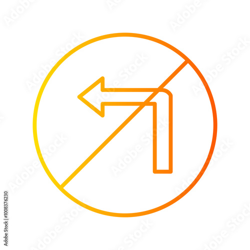 no turn left gradient icon