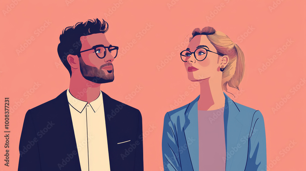 A man and woman are featured in a poster promoting your brand. A man and woman are featured in a poster promoting your brand.