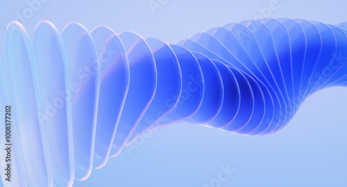 Fototapeta Naklejka Na Ścianę i Meble -  Minimal geometric background with blue glass shapes. 3d rendering illustration.