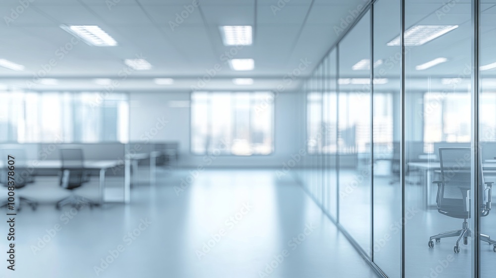 Modern Office Space with Glass Walls and Soft Lighting Modern Office Space with Glass Walls and Soft Lighting
