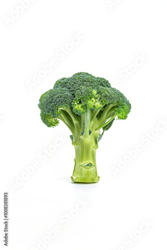 close up vertical isolated image of a broccoli over a white background, copy space