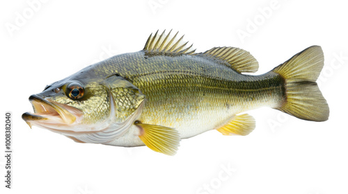 High-resolution Largemouth Bass PNG isolated on a transparent background, perfect for fishing websites