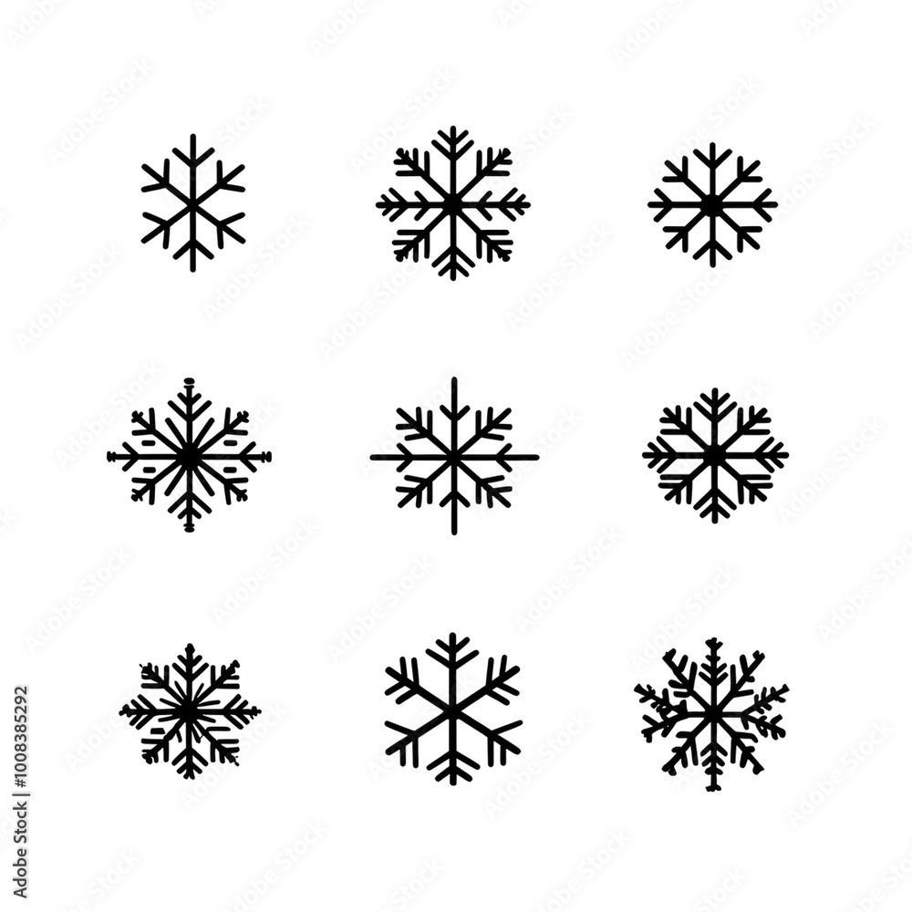 set of snowflakes set of snowflakes
