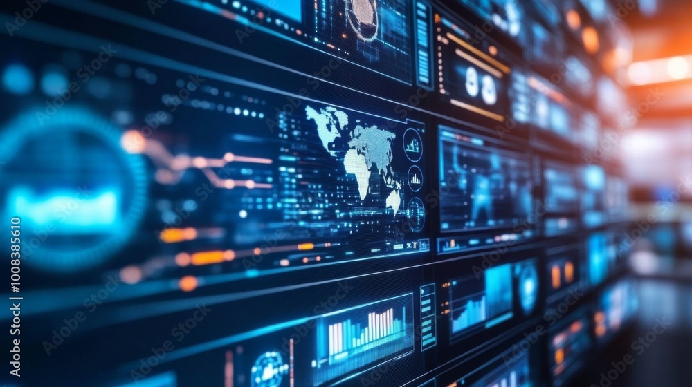 Futuristic Digital Data Interface and Analytics Overview Futuristic Digital Data Interface and Analytics Overview