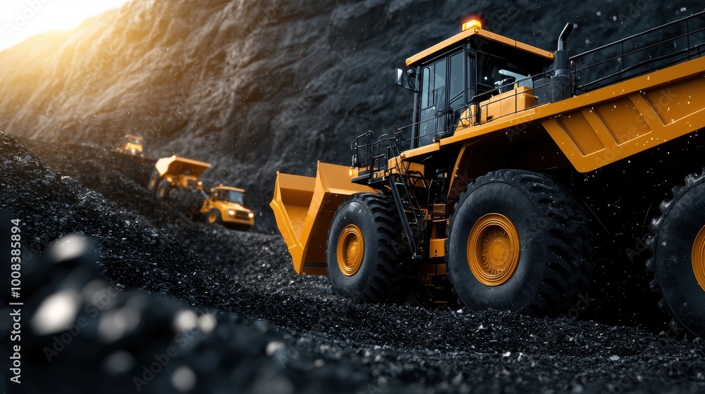 Heavy machinery at work on a mining site, showcasing powerful equipment in action. Heavy machinery at work on a mining site, showcasing powerful equipment in action.