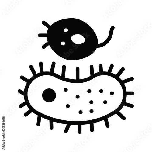 Microscopic bacteria and virus representing pathogens in microbiology