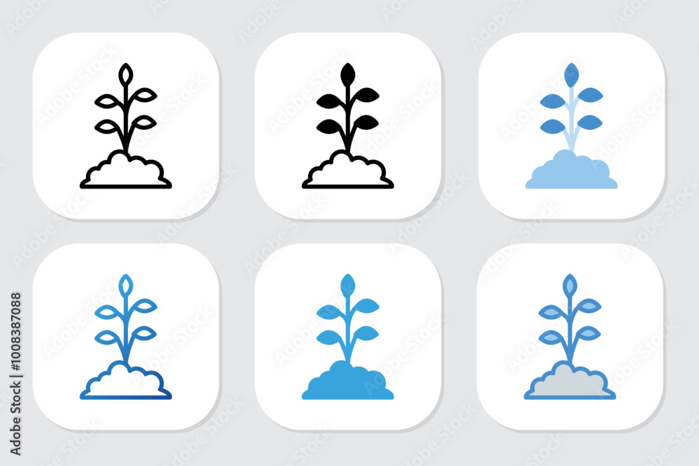 plant icons with various design styles plant icons with various design styles