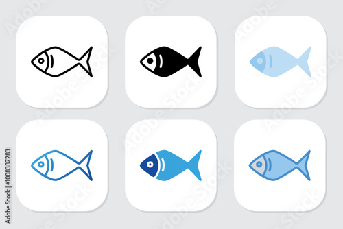 fish icons with various design styles