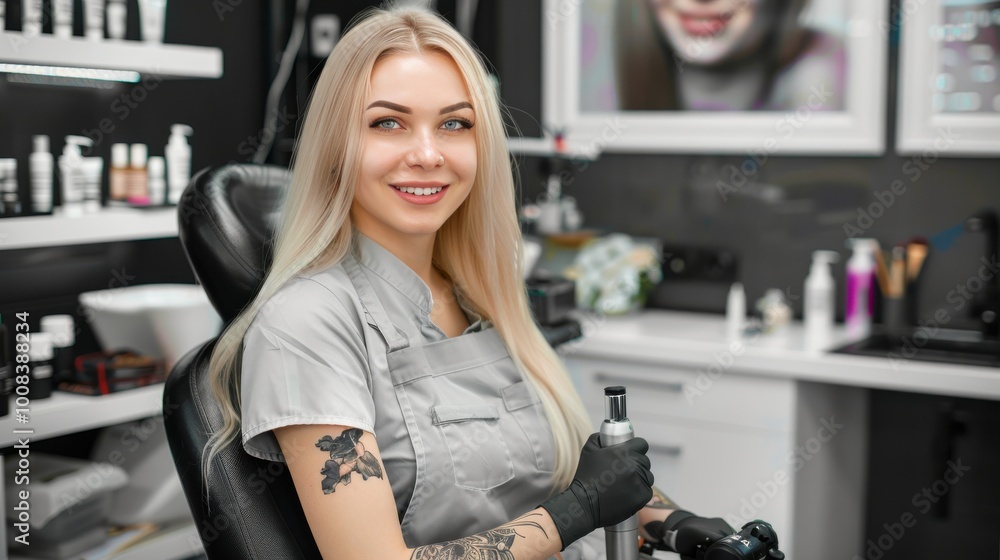 Tattoo artist in a modern studio preparing for a client