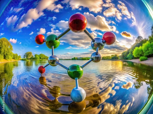 Chlorine Dioxide Molecule Structure and Chemical Formula Representing Disinfectant Properties photo