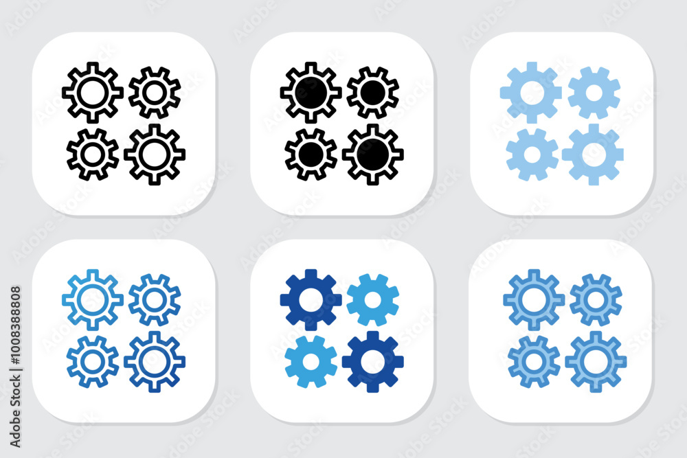 process icons with various design styles