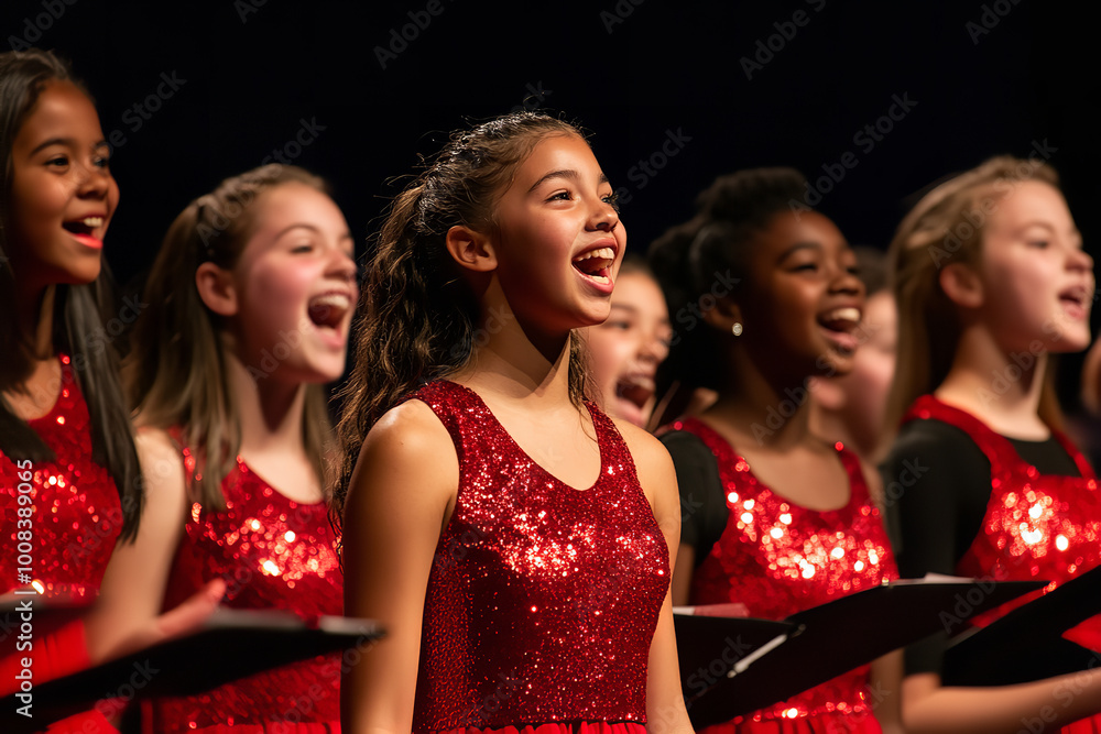 Fototapeta premium Youth Choir Performing at Community Event in Formal Attire