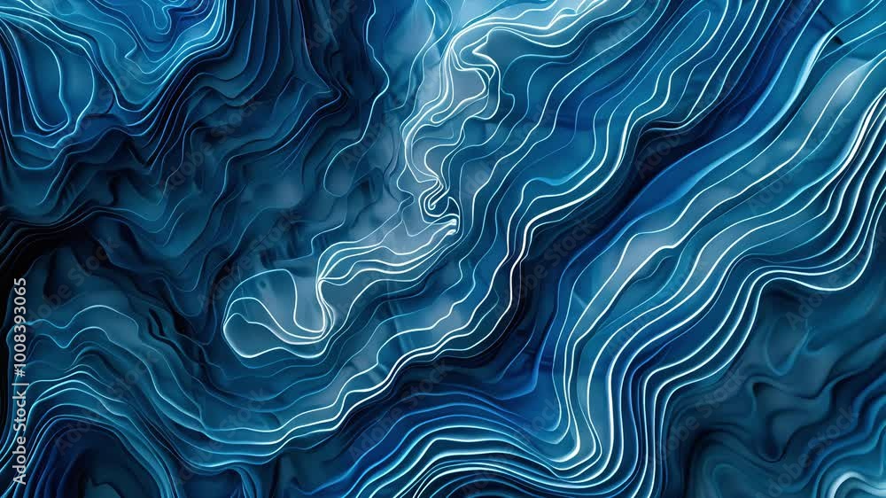 Topographic abstract design with flowing blue contour lines and textured layers Topographic abstract design with flowing blue contour lines and textured layers