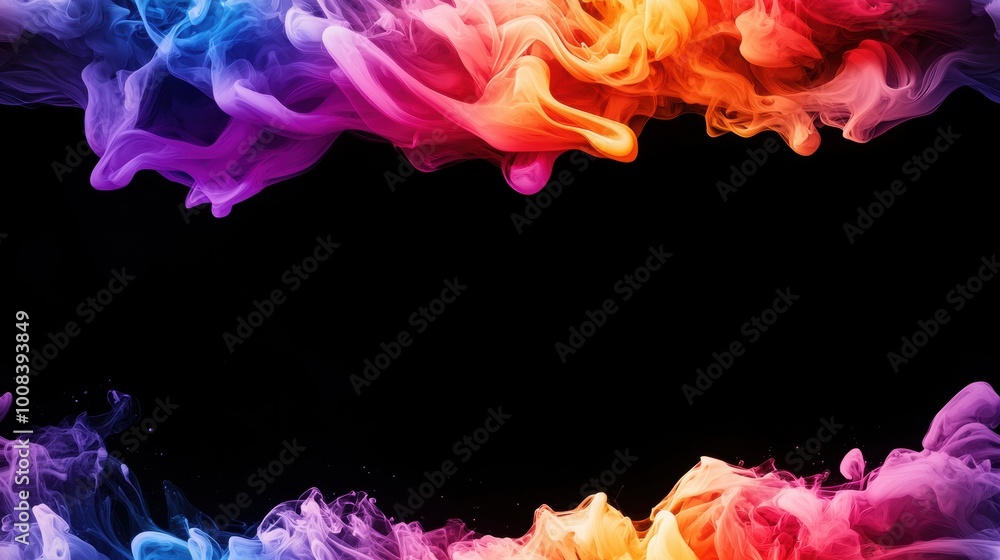 Colorful Swirling Ink in Water on Black Background Colorful Swirling Ink in Water on Black Background