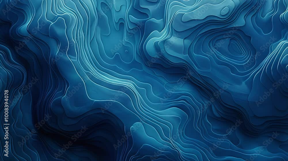 Topographic abstract design with flowing blue contour lines and textured layers Topographic abstract design with flowing blue contour lines and textured layers