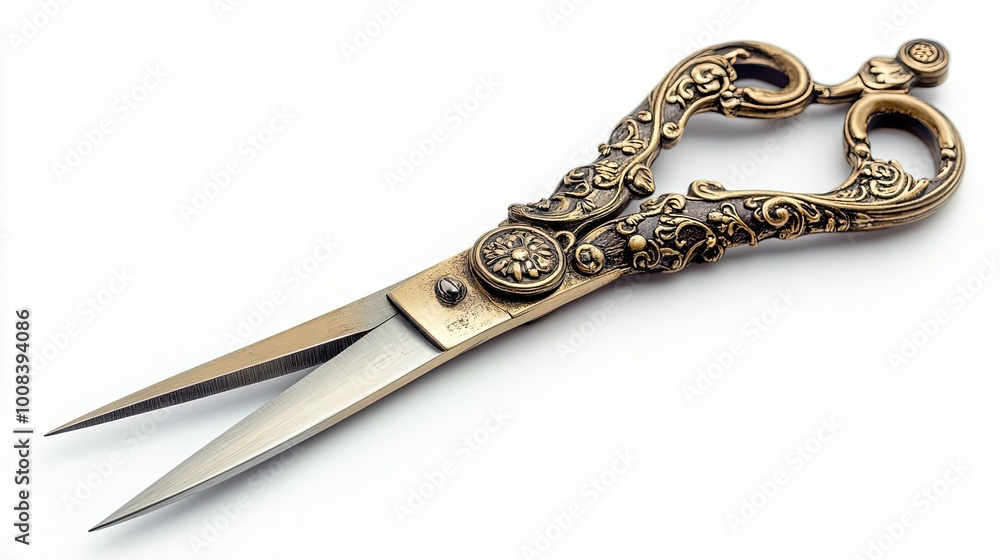 Ornate Gold-Plated Scissors with Floral Design Ornate Gold-Plated Scissors with Floral Design